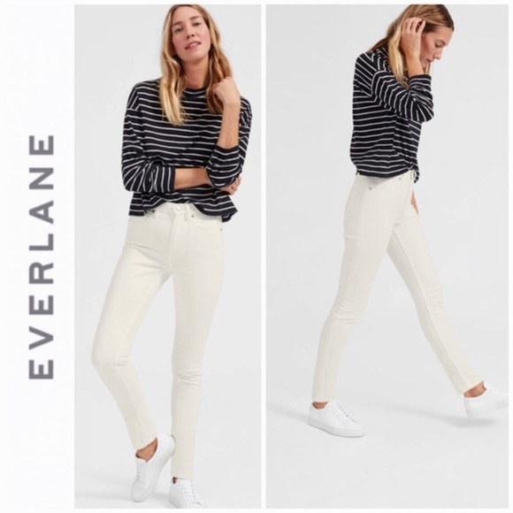 EVERLANE Mid-Rise Skinny Ankle Jeans Women 26 White Denim - Picture 1 of 15